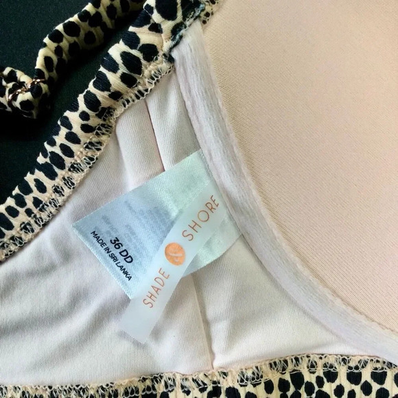 Shade & Shore Womens Tan Cheetah Light Lift V-Wire Ribbed Bikini Top Size 36DD - Picture 5 of 8